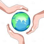 Illustrated Earth Surrounded by Hands